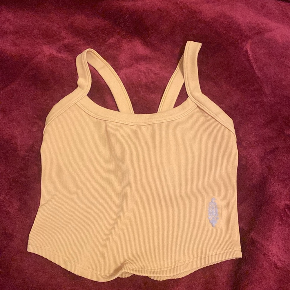 Ribbed Mustard Yellow Crop Tank Top - Women's - Picture 4 of 4